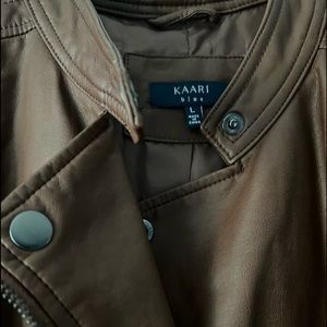NWT KAARI blue vegan leather (imitation) cognac jacket.